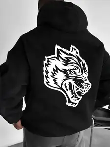 Men's Yamaha Racing Print Hoodie, Casual Loose Long Sleeve Hooded Sweatshirt for Fall & Winter, Fashion Men's Clothes for Daily Wear, Tops