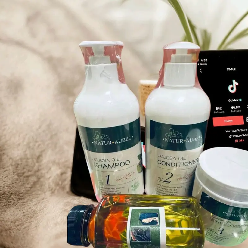 Hair Growth Oil, 12 oz ,Shampoo, Conditionner ,and Leaving In Conditioner , the Combo is with 10 Organic Ingredients Jojoba Oil Scented for Fast Massive Results Solution Essential Treatment Natural Healthcare.