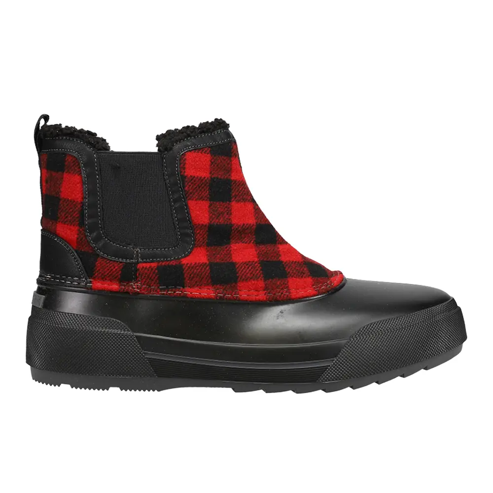 Easy Spirit Womens Icicles Plaid Pull On Chelsea Snow Casual Boots Ankle Low Heel 1-2" - Black