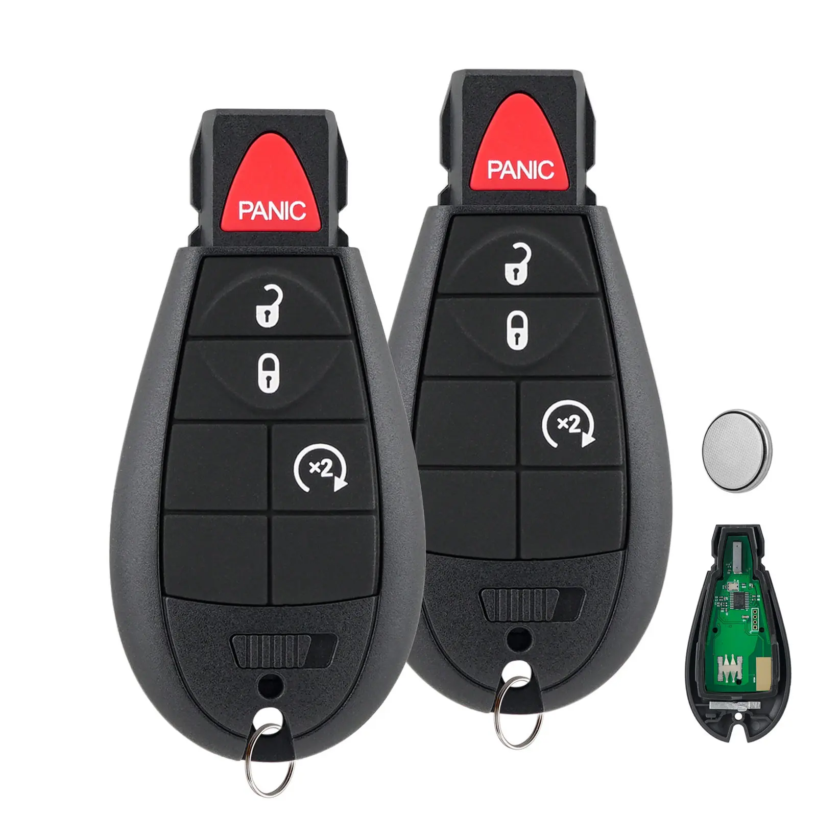 2x 4-Button Keyless Entry Remote Key Fob Replacement with Batteries - 433MHz, Lock/Unlock, Engine Start for Dodge Ram 1500,2500,3500,Challenger,Charger,Durango (2008-2012) & Chrysler Town & Country (2008-2017), Automotive, Car Accessory, Accessories For C