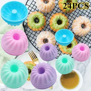 24PCS Non-Stick Muffins Mould Silicone Baking Molds Pumpkin Silicone Cups Washable Cupcake Liners Donut Cake Pan Reusable Cupcake Wrapper Molds For Pan Oven Microwave Dishasher, Ideal For Mother's Day, Outdoor Events, Family Gatherings