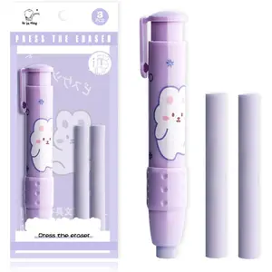 Cute Pencil Erasers,  Retractable Erasers with Refills, Standard Pen-Style Erasers, Fun Click Erasers, Kawaii  Stationery Supplies ()