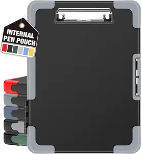 Heavy-Duty Letter/A4 Size Clipboard Box Case with Storage, Internal Pen Pouch, 8.5x11in Shockproof Plastic Clipboard for Contractors, Work Accessories