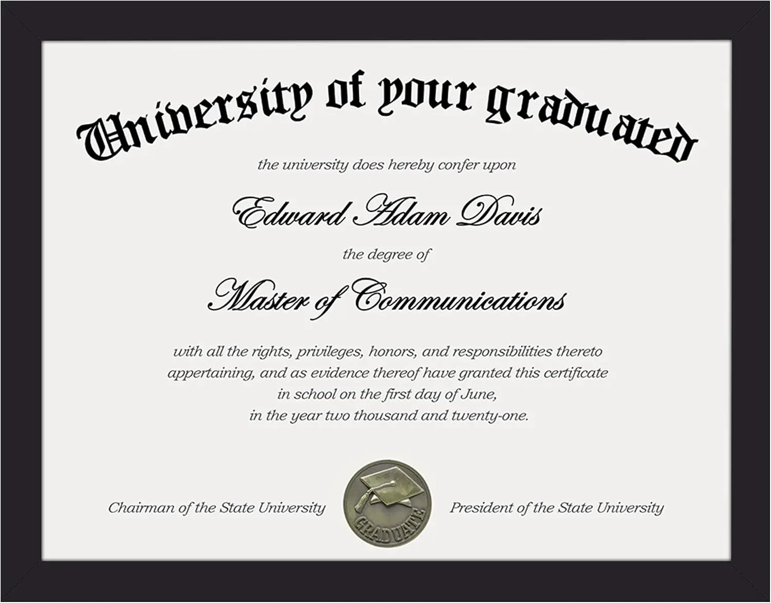 Certificate Frame, 8.5 by 11 Diploma Frames, 1 Pack, Black | Clear Plexiglass, 8.5x11 Document Degree Frames for Gallery Wall and Tabletop, Graduation Gift