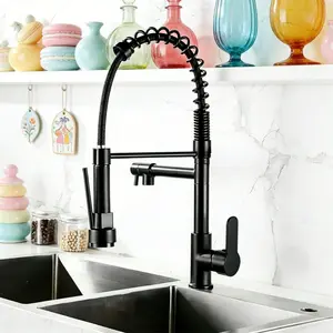 Kitchen Faucet with Pull-Down Spray Head, Stainless Steel Single Handle Cold Hot Dual Control Spring Tap, Ideal for Kitchen RV Camper Laundry Room, Kitchen Sink Faucet