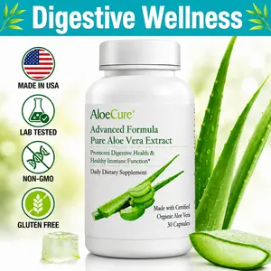 AloeCure Aloe Vera Capsules, 30 Capsules Organic Aloe Vera, 160,000mg Aloe Vera Equivalent Support Gut Health & Digestive Comfort, Natural Stomach Acid Buffer & Immune Supplement, Aloin Free