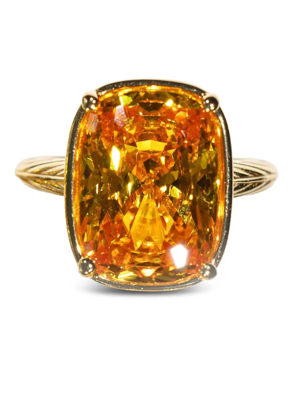 Sterling Silver Elongated Cushion Canary CZ Cocktail Ring