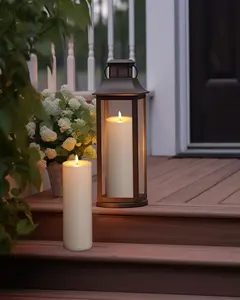 4" x 11" Waterproof Outdoor Flameless Candles Battery Operated LED Large Pillar Candles with Remote and Timer for Indoor Outdoor Lanterns, Long Lasting, White, Set of 2 Lamp Lighting Convenient giant candles