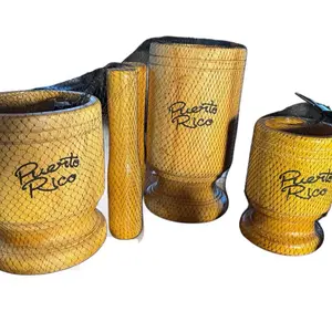 Puerto Rico Wooden Mortar & Pestle - Traditional Kitchen Utensils for Spices - Medium Large X-Large Sizes - Souvenirs - Pilón de Madera PR 3 Tamaños Diferentes Disponibles Dish
