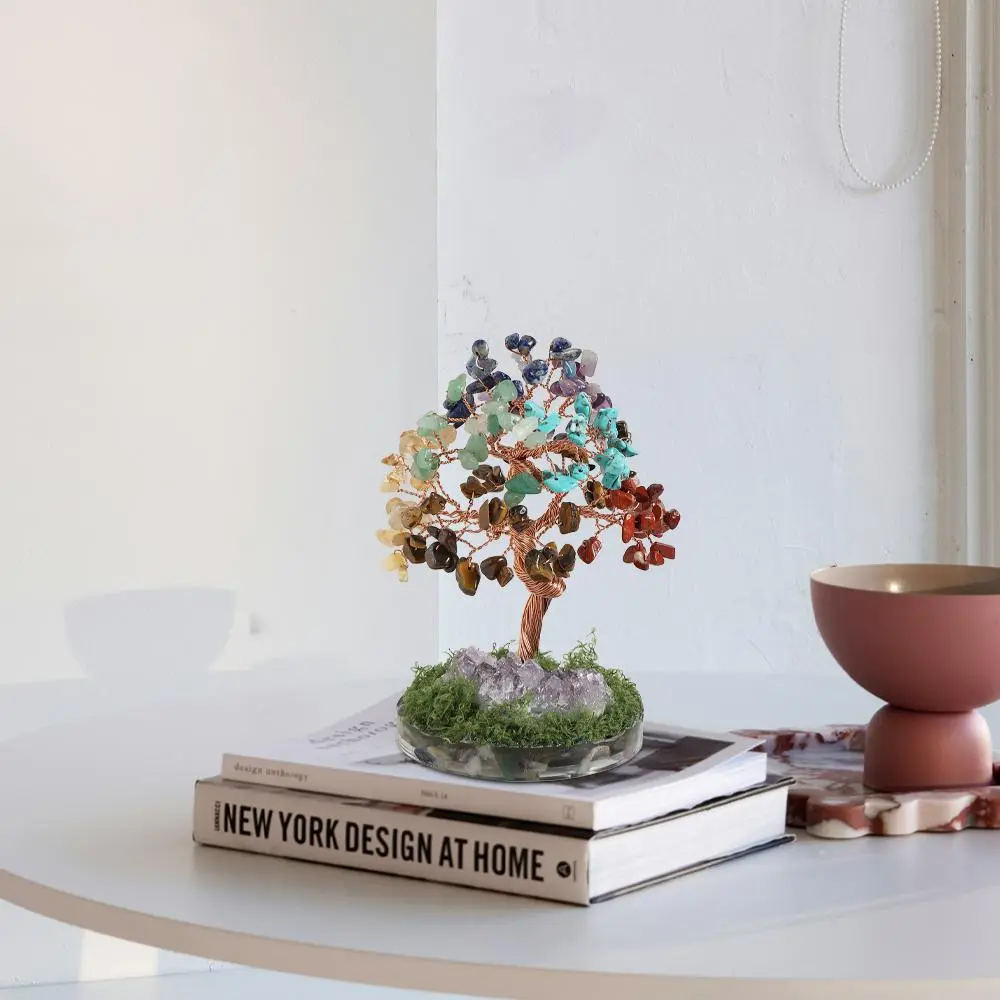 Crystal Tree Life 7 Chakra Healing Crystal Tree, Handmade Bonsai Tree for Home & Office Decor, Home Decor Accessory, Boho Accent, Perfect Gift for Birthdays, Valentines, Mothers' Day