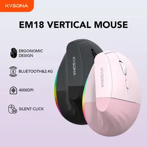 Kysona Wireless Ergonomic Vertical Mouse, 2.4G Bluetooth Rechargeable Ergo Silent Mice for Medium/Large Hands, 5 Level Adjustable DPI(Up to 4000), Reduce Wrist Strain, Long Battery Life Computer Gaming Mouse for PC/Windows/Laptop
