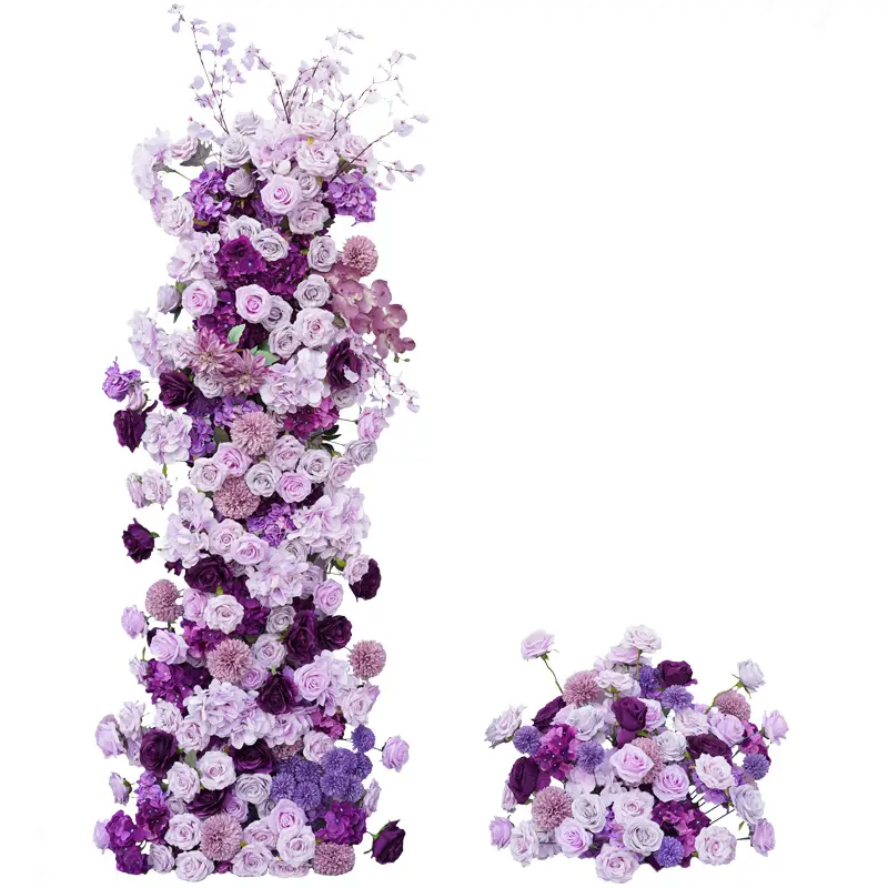 S-A7561 Purple Wedding Arch Trellis Festive Backdrops & Banners, 200*70cm 50*50cm Flower Bouquet Festive Backdrops & Banners, 80% Budget Saving Floral Arrangement, Angelaflower