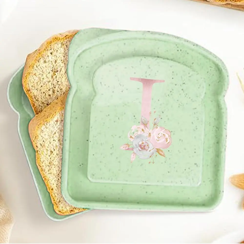 Toast Shaped Lunch Bento Box, 1 Box Initial Name Letter Pattern Food Storage Container with Lid, Bread Sandwich Organizer Case for Home Kitchen Picnic Camping