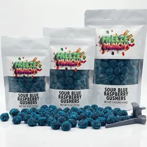 Sour Blue Razz Viral Gushers Gummy Sweet & Sour Blue Raspberry Flavor Tangy Candy Bonbon Snack Dulce