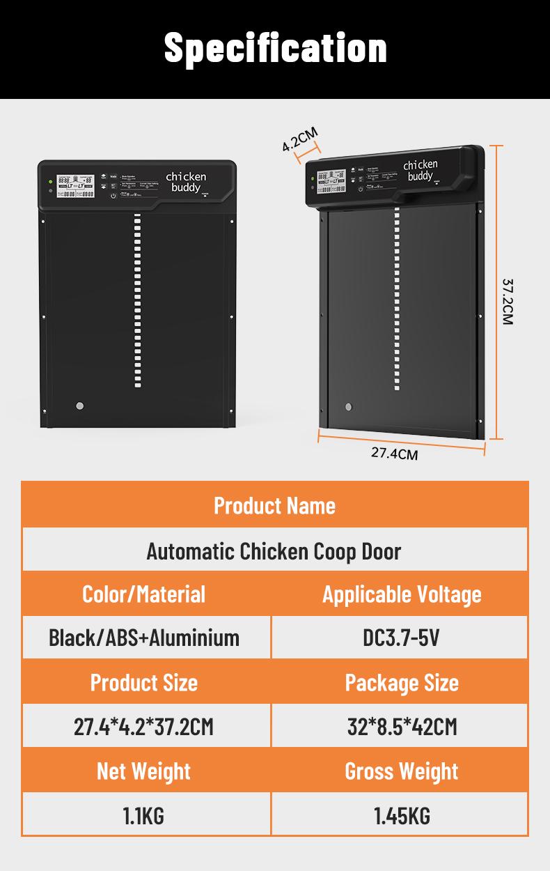 Automatic Chicken Coop Door Solar Powered, LCD Screen Electric Auto Chicken Coop Door with Timer & Light Sensor, Aluminum Rechargeable Automatic Chicken Door Opener with Remote Control & 4 Modes