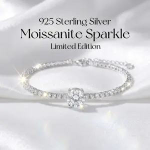 925 Sterling Silver Moissanite Tennis Bracelet. High fire brilliance passes diamond tester. Ultimate sustainable diamond alternative. Crafted with genuine silver for timeless elegance. Luxury quality at an affordable price. Perfect gift. Order yours