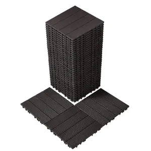 fathersdaygift VEVOR Interlocking Deck Tiles, 36 Pack, 11.6x11.6 36 sq. ft Plastic Waterproof Outdoor Flooring All Weather Use, Patio Floor Decking Covering Tiles for Porch Poolside Balcony Backyard, Dark Brown
