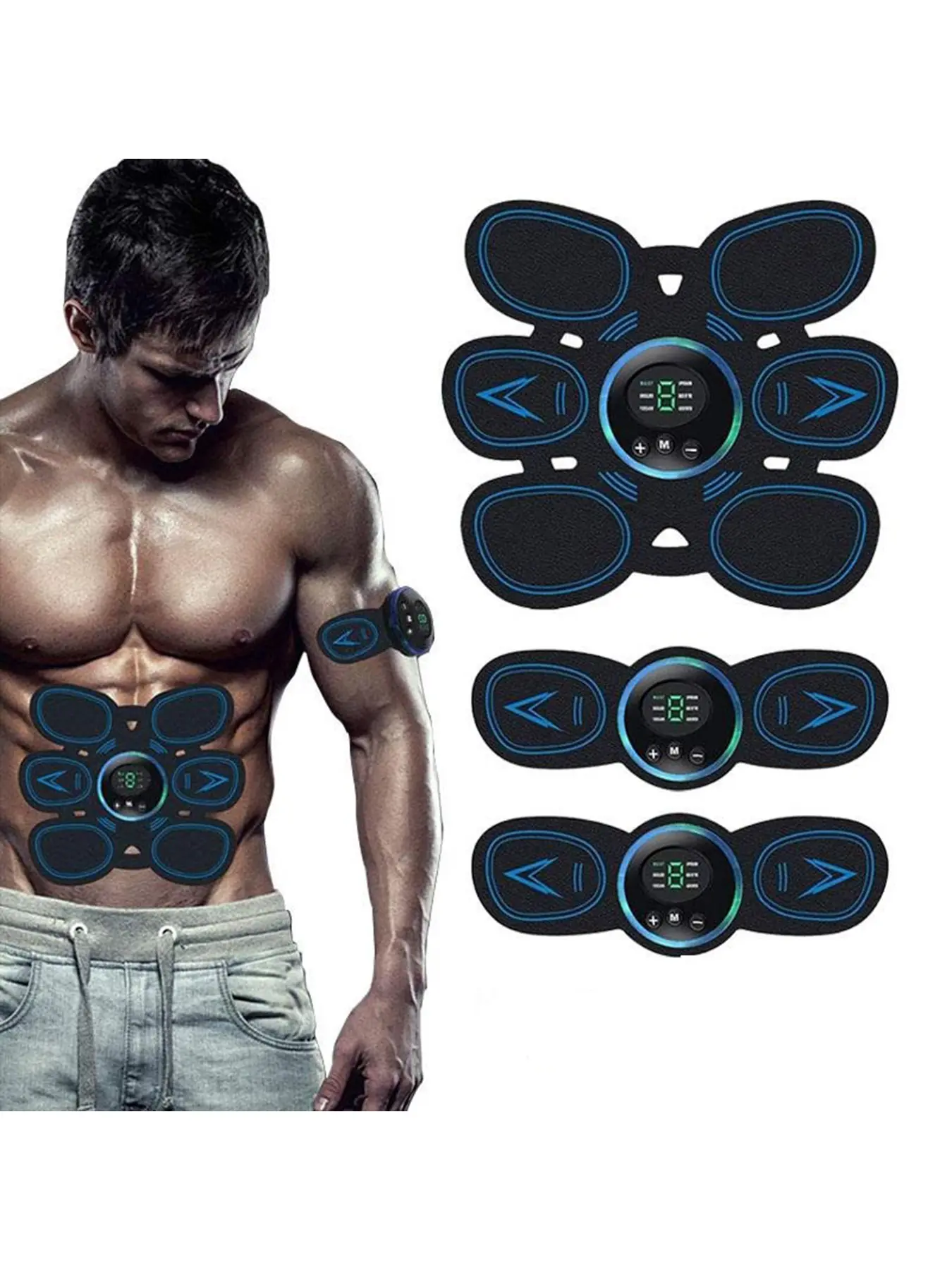 Electric wireless muscle trainer, 3-piece abdominal muscle trainer, Stomach Body Sculpting Tool, fitness slimming massager, multi-functional fitness massager for men and women, very suitable for fitness beginners, Body Shaping Tool, Muscle Stimulator