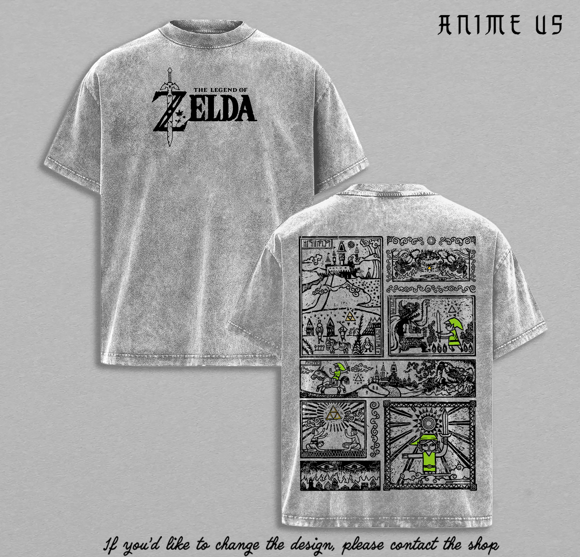 Link Hero of Hyrule The Legend of Zelda Vintage Washed Shirt, Retro Fantasy Adventure Graphic Tee, Triforce Oversized Streetwear