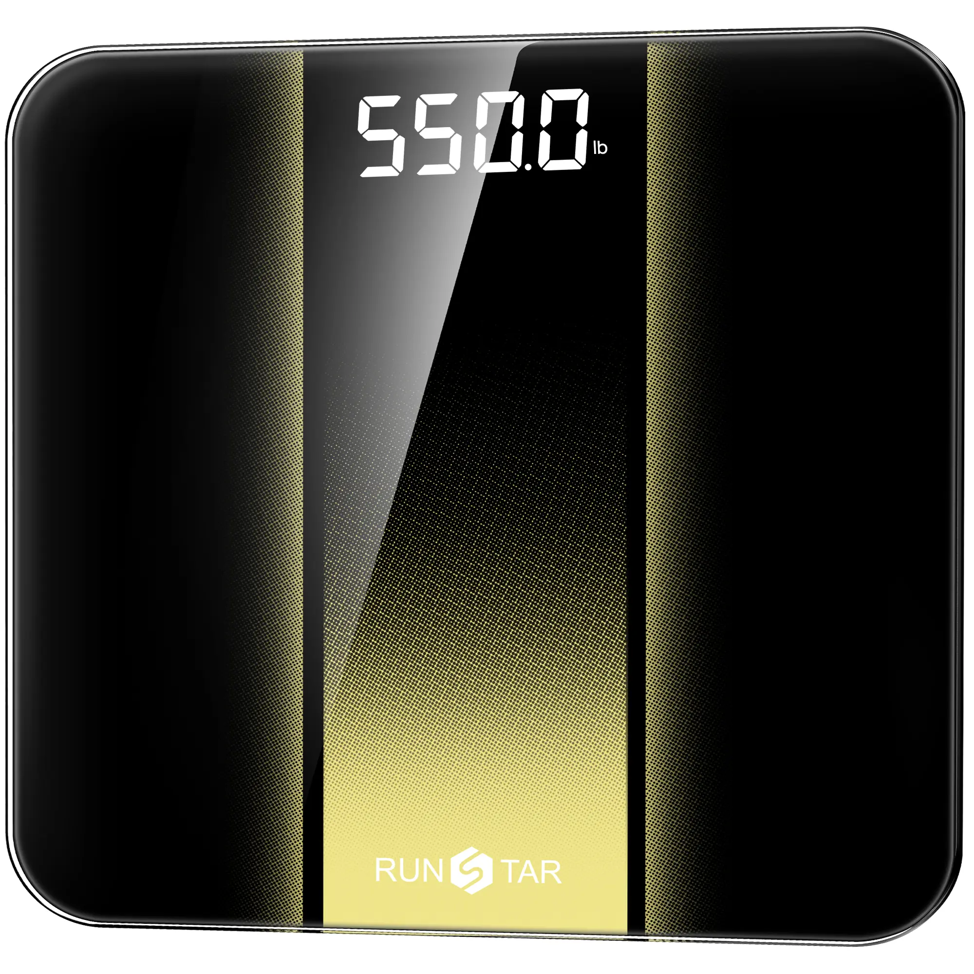 RunStar D550Pro Upgraded Digital Bathroom Weight Scale - 550lbs High-Capacity Body Weight, 13-inch 8mm Sturdy Tempered Glass, Extra-Large Bright LED Display, Baby Mode, Auto On/Off, 1.5V Dry Battery Powered, Long-Lasting Durable Design