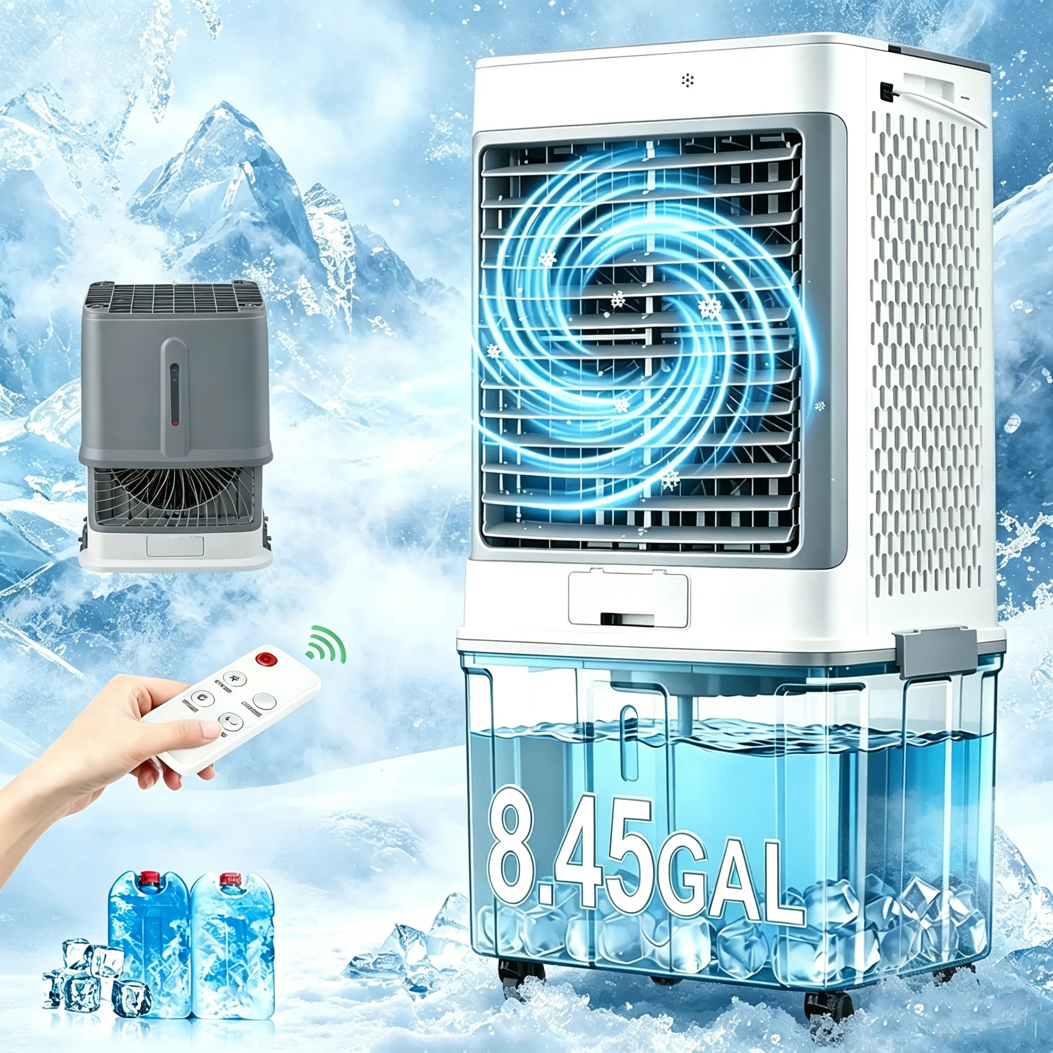 Portable Evaporative Air Cooler Industrial Commercial Cooling Fan for Restruant Office Home Shop 8.45GAL Wanter Tank