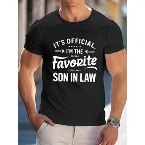 Favorite Son In Law Graphic T Shirt High Stretch Cartoon gifts for Dad Classic Black, Allseason Tshirt vacation top funny