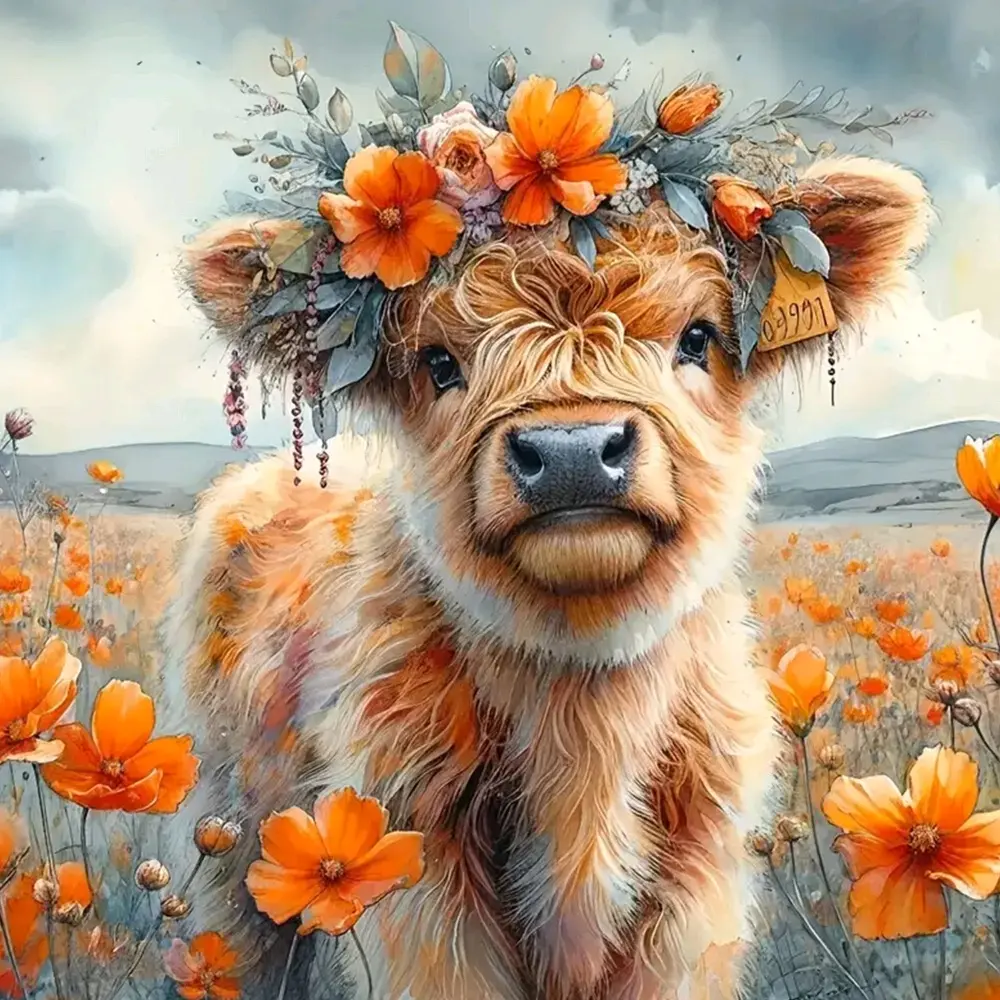 Cute high land cow diamond painting kit making kit square round diamond 5D DIY cross stitch handmade art adult exquisite gift home Decor Needle Crafts Kit