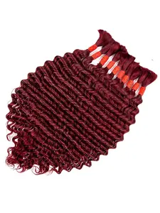 100g Braiding Hair for Boho Braids, 2 Bundles Deep Wave Bulk Human Braiding Hair, Unprocessed Brazilian Virgin Human Hair for Braiding, Deep Wavy Hair