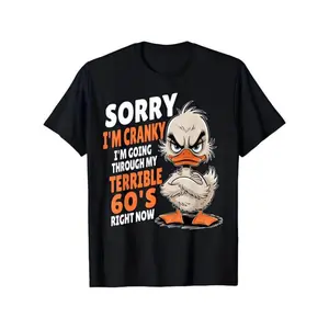 Vintage Retro Graphic T-Shirt - Funny Grumpy Duck Design with "Sorry I'm Cranky" Slogan - Soft Cotton Crew Neck Tee for Casual, Parties & Casual Attire - Shirt with  Text - Machine Washable, Duck T Shirt