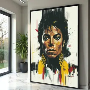 Michael Jackson Iconic Legend Abstract-Modern Music Art Print, UV-Tested Wall Artwork with Plastic Frame, Urban-Style Home Decor Poster for Room, Multi-Size Decoration in Triangle Box (Animals-Themed Accent)