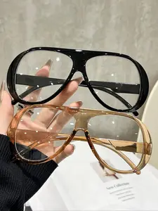 Elegant Large Size Women's Flat Mirror, Suitable for Daily Life and Office Use, 2 Pairs, Perfect for Everyday Beauty Routine, Fashionable Frames Glasses