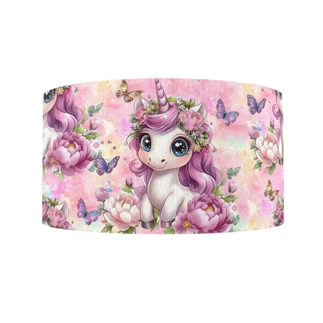Unicorn Butterflies Floral 1 Yard Printed Grosgrain Ribbon 1 1/2 inch wide