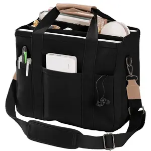 This versatile and multi functional women's casual canvas tote bag features built in compartments and an adjustable shoulder strap Ideal for travel it offers ample interior space to easily accommodate a wide variety of items