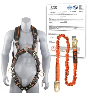 QFU Full Body Safety Harness & Fall Protection Kit with Padded Straps, SGS Certified and ANSI Compliant, Includes Shock-Absorbing Lanyard for Roofing, Construction and Industrial Use