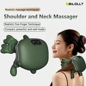 BiLOLLY Electric Shoulder & Neck Massager with Heating Function Acupressure Massage Kneading Pillow Rechargeable Battery Ideal for Neck Back Shoulders Office Use Gift for Parents Family