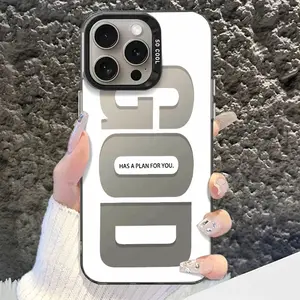 GOD Pattern Fashion TPU Laser Craft Phone Case for iPhone 17 16 15 14 13 12 11 Anti-Drop Protection Cover Protective Cyk29M73405-Black Shockproof Protector Smartphone Casing - Cellphone