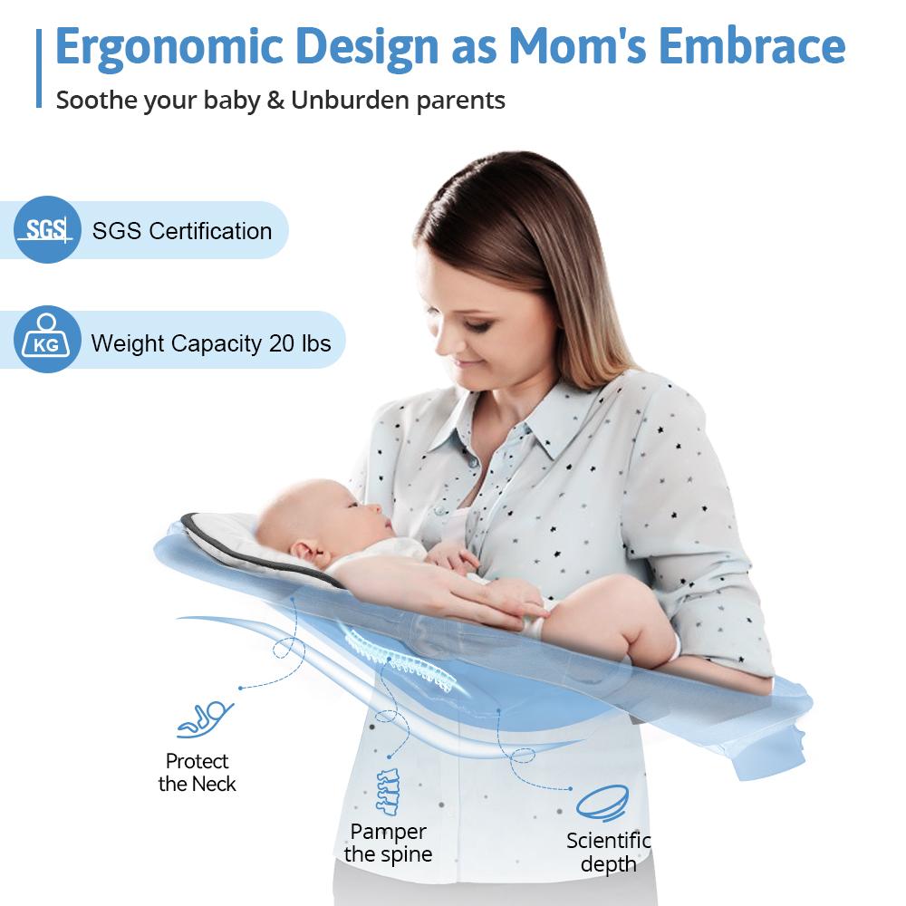 COMOMY Baby Swing for Infants with 5 Natural Sway Speeds, Portable Bt Music Baby Swing with Remote Control & 5-Point Harness, Hands-Free Baby Soother, Lightweight Baby Rocker for 5-20 Lb, 0-6 Months, Black, Valentine's Day