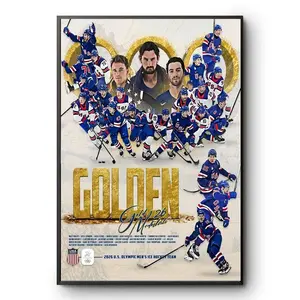 2026 USA Men’s Olympic Hockey Team Gold Medal Champions Artistic Wall Art Print, Sport-Themed Paper Decor, Home Room Decor, Tube-Shipped Poster