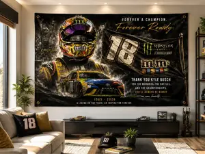 Kyle Busch Forever Rowdy Memorial Flag, NASSCAR Tribute Banner for Fans, Racing Legend Keepsake