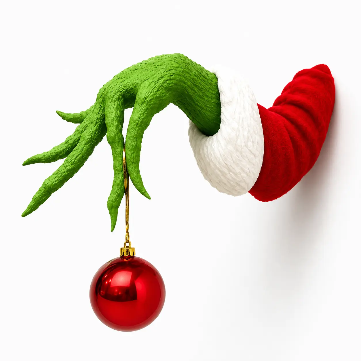 Green  Christmas Wall Decor with Hanging Ornament, Funny Holiday Wall Decoration, 3D Santa Sleeve Hand Ornament Holder for Home, Living Room & Christmas Party