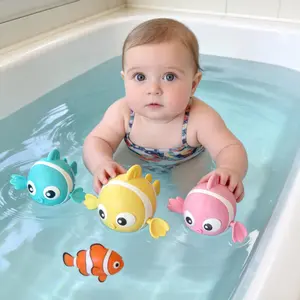 3PCS Wind-Up Clown Fish Bath Toys | Battery-Free Colorful Swimming Fun for Toddlers 1–6 | Great for Bathtub & Pool | Ideal Summer Gifts & Big Giveaway