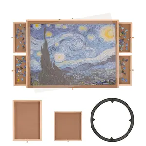 VEVOR 1000 Piece Puzzle Board with 6 Drawers and Cover,  , 29"x21.6" Rotating Wooden Jigsaw Puzzle Plateau, Portable Puzzle Accessories for Adults, Puzzle Organizer & Puzzle Storage System, Gift for Mom
