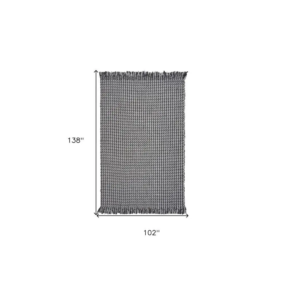 3' X 5' Gray And Light Gray Wool Houndstooth Hand Woven Area Rug