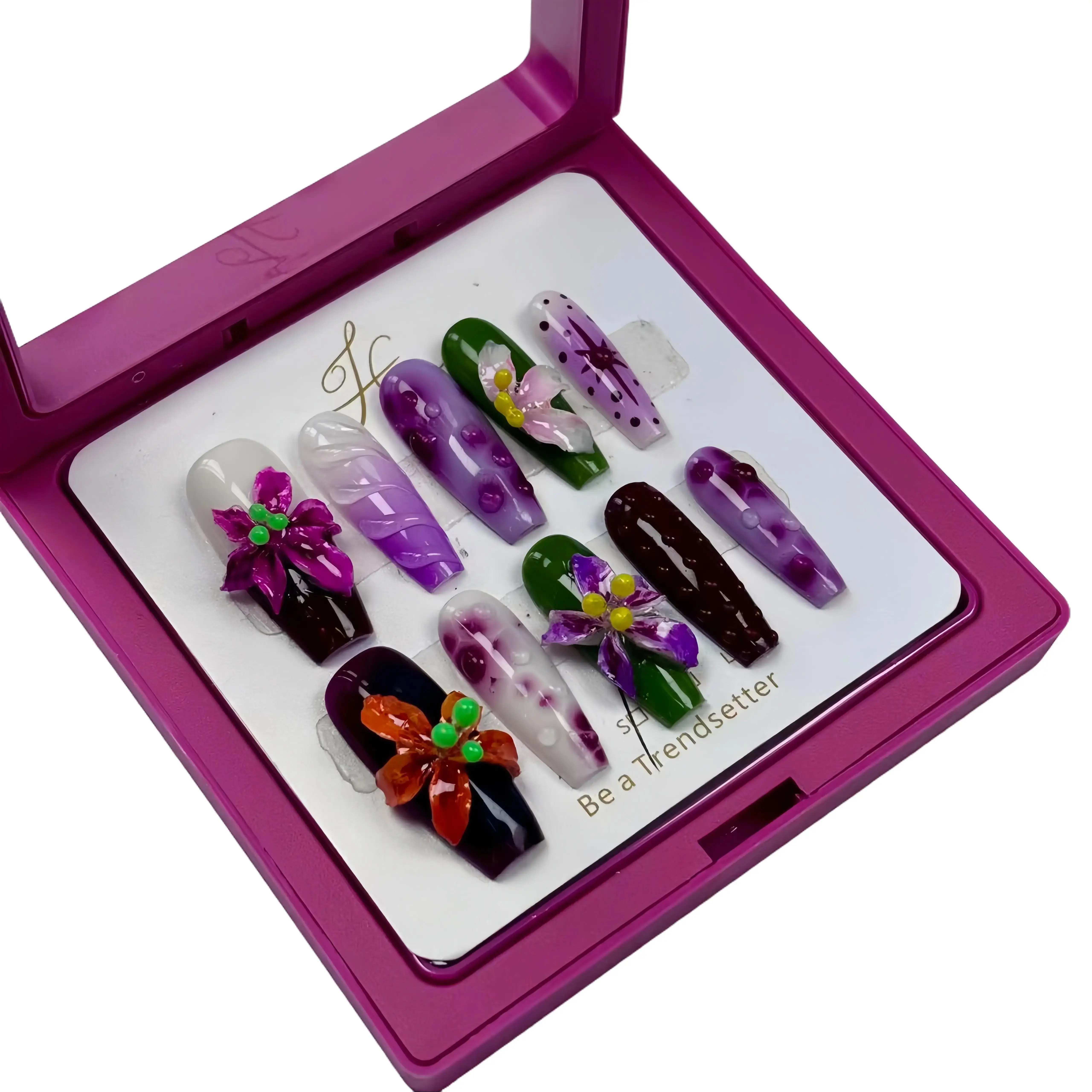 3D Nail Charms, N24 Hand-Molded Tropical Flower Art, Detachable Accessories for Press-On Nails and Manicures, Vibrant Look