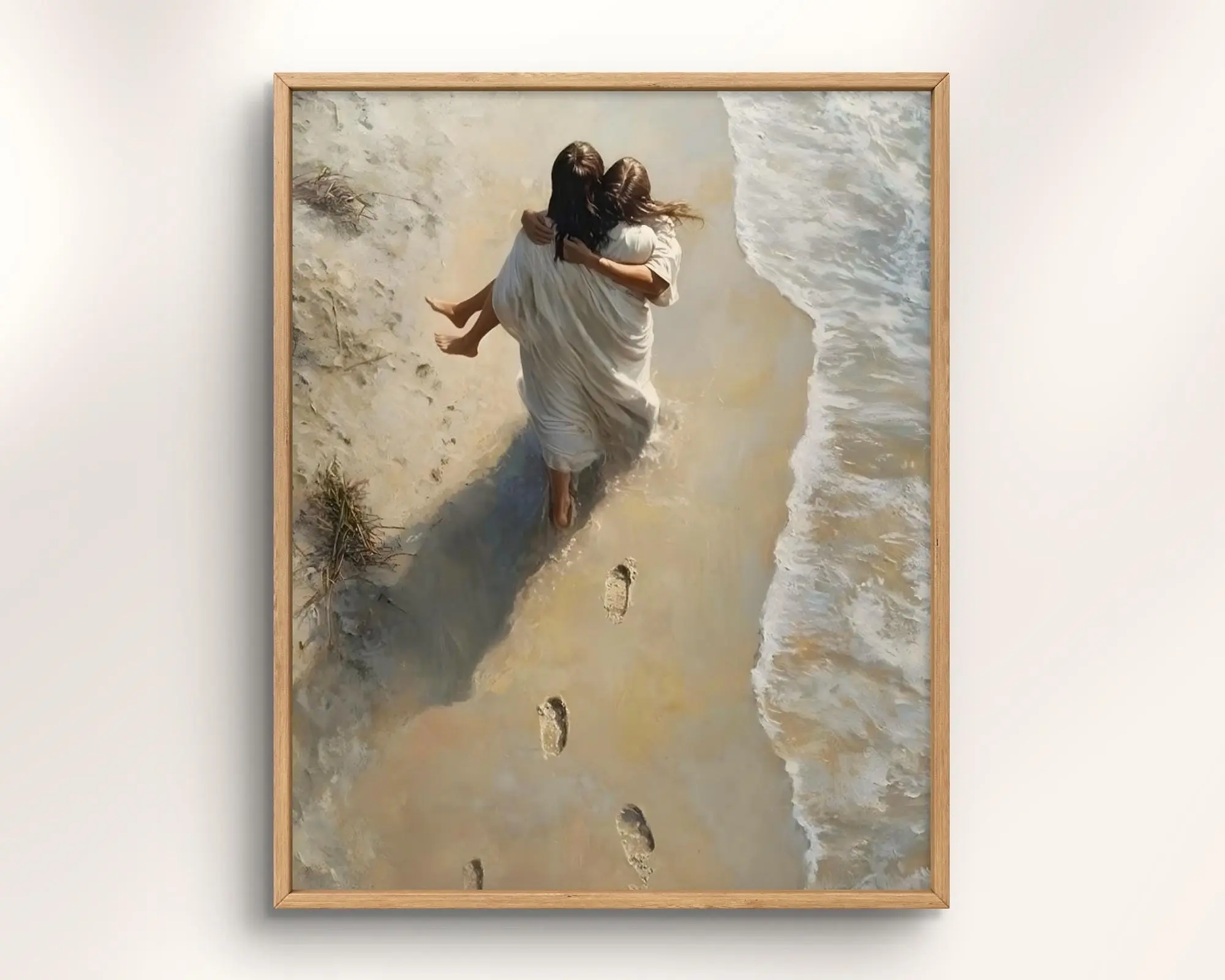 [Unframed] Christian Wall Art Print Canvas, Jesus Christ Carrying a Child Poster, Faith and Hope Artwork