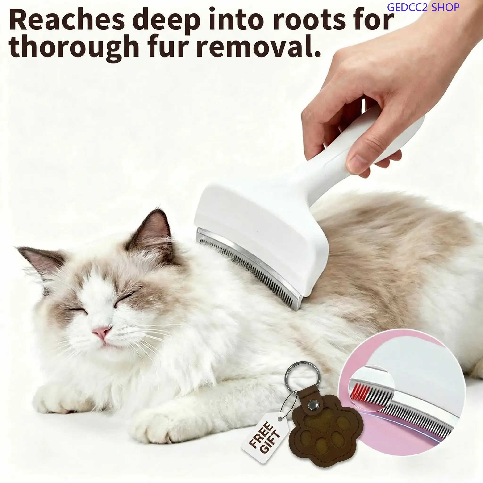 Professional Groomer Tool for Dogs & Cats - V-Bristle Undercoat Rake with Rounded Tips for Fast Fur Removal & Gentle Dematting on Long and Short Hair, Groomer Tools, Clean, Deshedding Grooming, Cotton, Grooming Accessories, Deshedding Brush