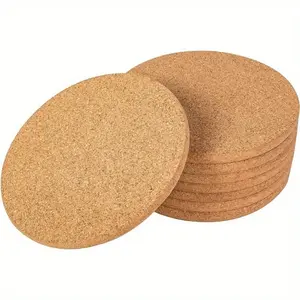 4/8pcs Round Cork Coasters, Wooden Coasters, Pot Holders, Thermal Insulation Pads for Table and Countertop, Home, Kitchen Supplies, Kitchenware