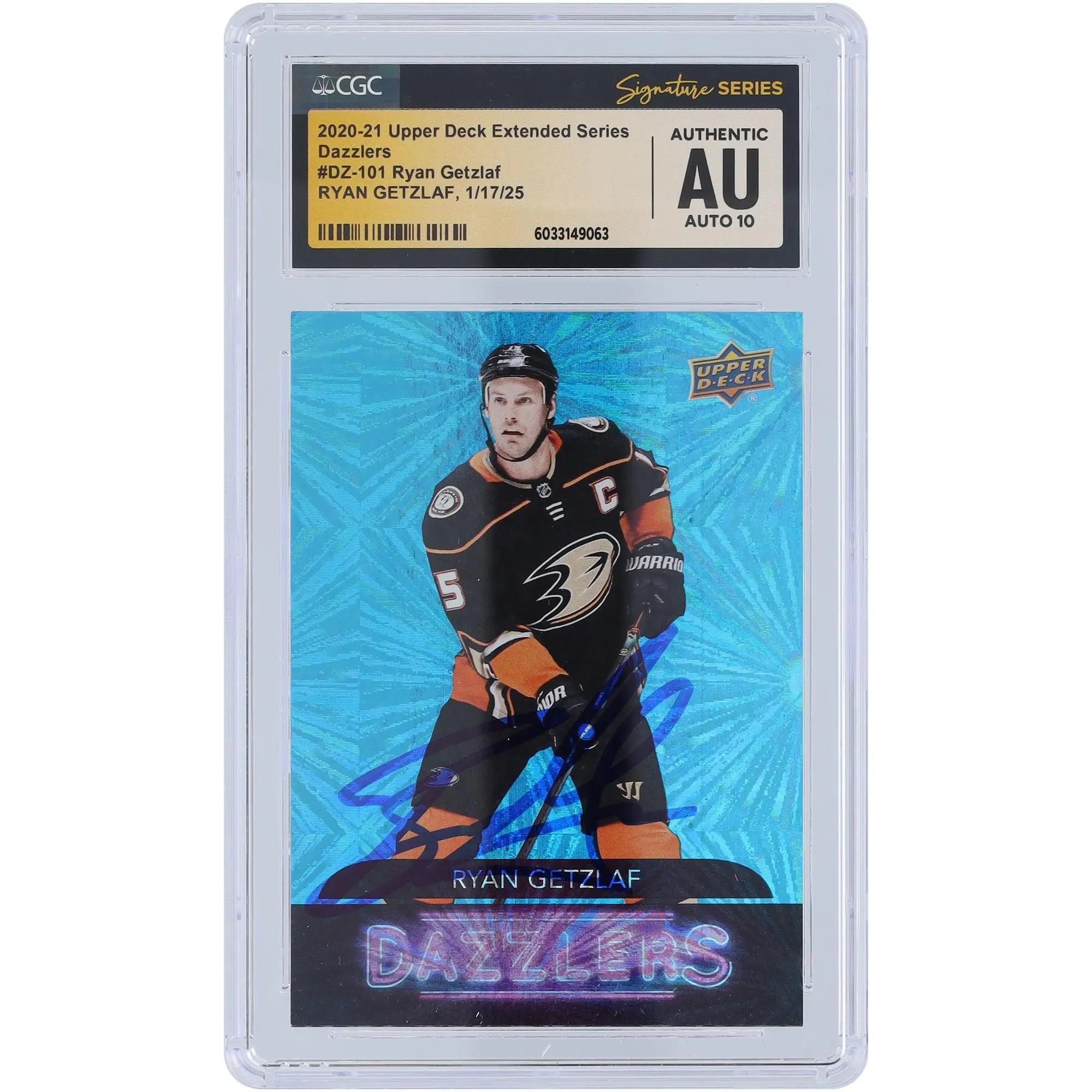 Ryan Getzlaf Anaheim Ducks Autographed 2020-21 Upper Deck Extended Series Dazzlers #DZ-101 CGC Fanatics Witnessed Authenticated Auto10 Card - Fanatics Authentic Certified