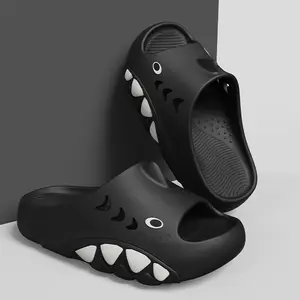 Cartoon Shark Sandals Women's Summer Outerwear Seaside Beach Cute Comfortable Wear-Resistant Couple Slippers for Men
