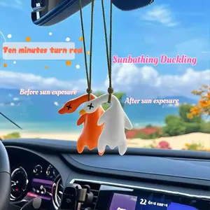 Color-Changing Roast Duck Car Pendant, UV Temperature Reminder, Cute Rearview Mirror Pendant, Fun Mirror Hanging Ornament for Cars & Bicycles